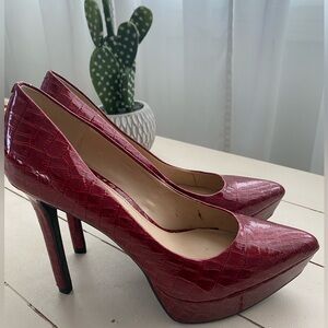 Gianni Bini Burgundy Embossed Pumps